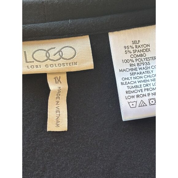 LOGO By Lori Goldstein Button Front Cardigan Contract Fabric Pockets Size 1X - Picture 11 of 11